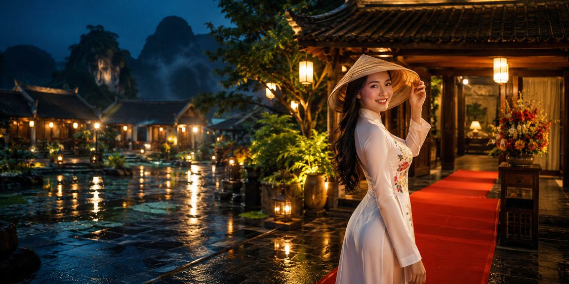 Phong cảnh Ninh Bình với hình ảnh người chơi casino trực tuyến trên điện thoại