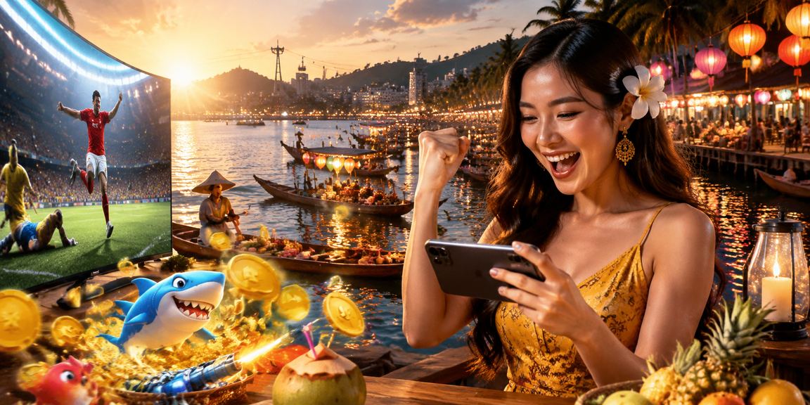 Người chơi casino mobile trên bãi biển Phú Quốc với điện thoại trong tay